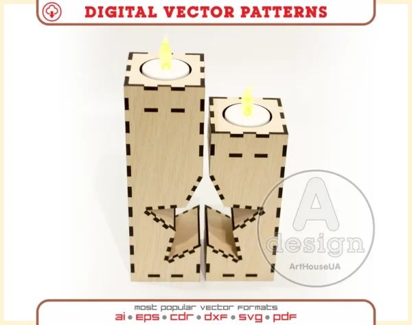 Portavelas Estrella Rustica Creativo Digital